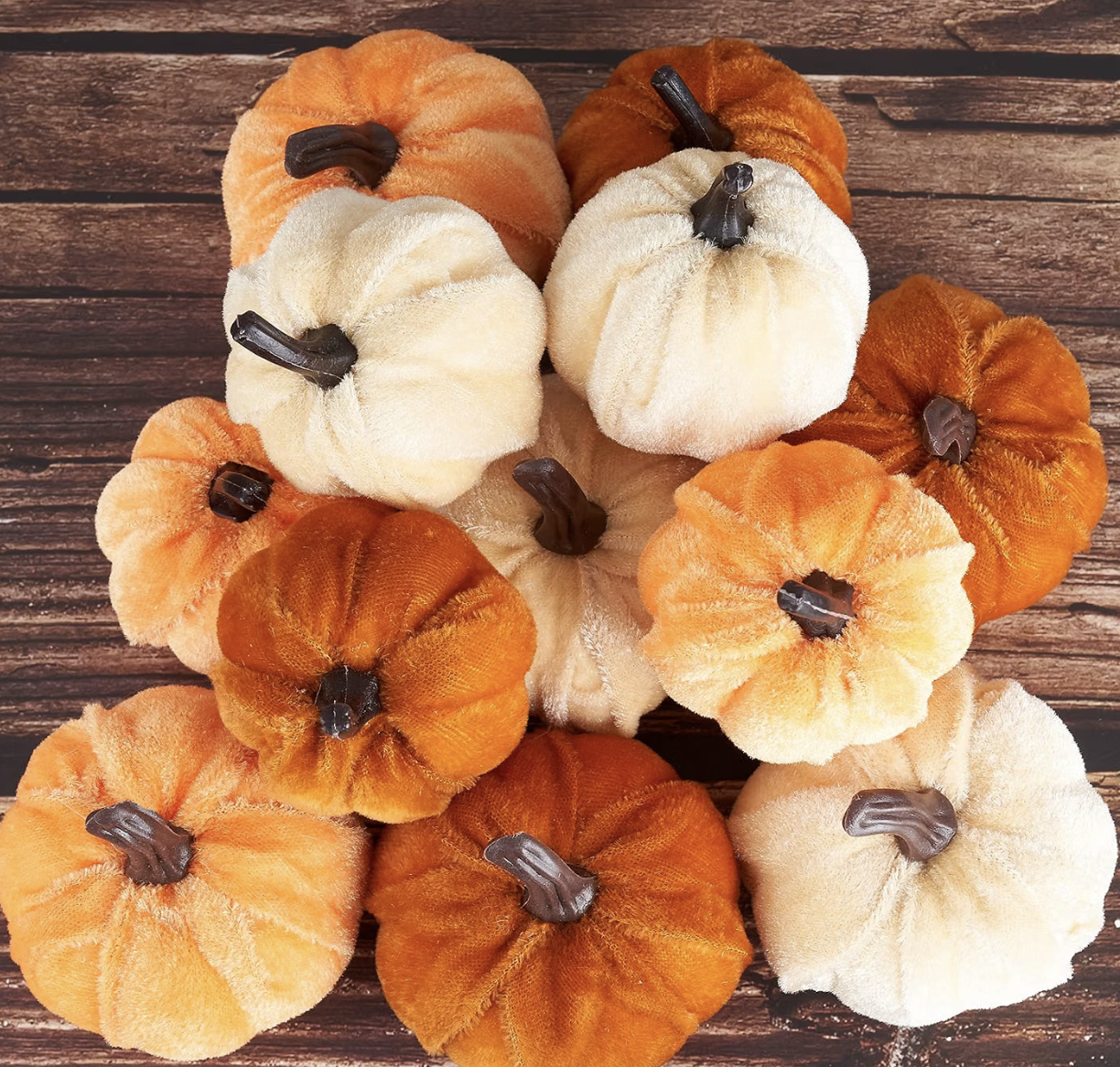 Diahom Assorted Artificial Velvet Thanksgiving Pumpkin Decor